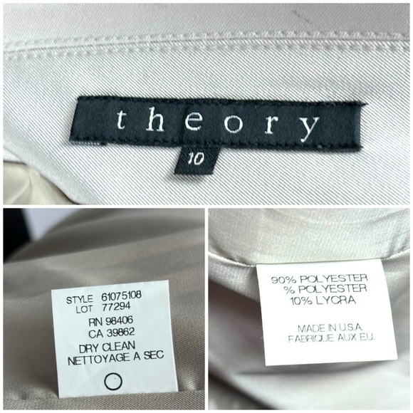 THEORY BEIGE NOTCHED COLLAR DOUBLE BUTTON DOWN STRETCH BLAZER JACKET - Picture 15 of 15